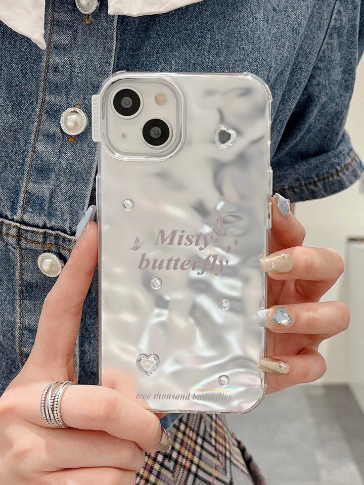 Misty Butterfly  Chrome Designer Silicon Case for iPhone 15 Plus
