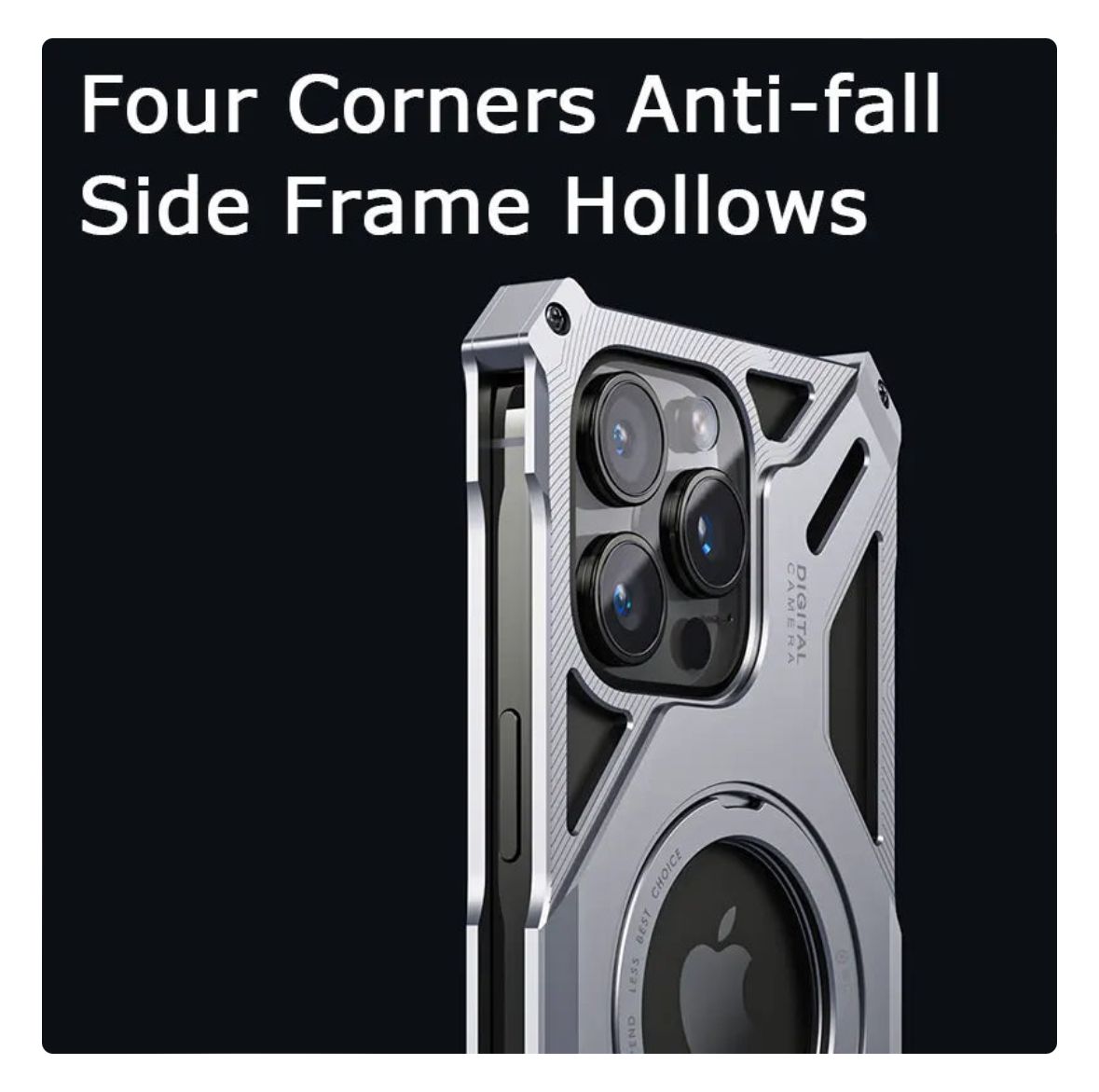 Metallic Luxury Hollow Aluminium Case for iPhone 15 Pro (Grey)