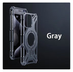 Protective Apple iPhone Back Cover - Metallic Luxury Hollow Aluminium Case for iPhone 15 Pro Max (Grey)