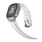 Metal Connector Silicon Watch Band for 42/44/45 & 49 mm (Titanium + White) Mobile Case by CoverMeUp