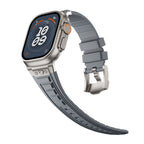 Metal Connector Silicon Watch Band for 42/44/45 & 49 mm (Titanium + Grey) Mobile Case by CoverMeUp