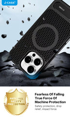 Protective Apple iPhone Back Cover - J Case Magsafe Stand Case for iPhone 16 Pro (Black) - Style 3