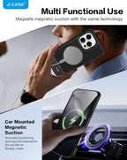 Protective Apple iPhone Back Cover - J Case Magsafe Stand Case for iPhone 16 (Black) - Style 4