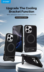 Protective Apple iPhone Back Cover - J Case Magsafe Stand Case for iPhone 16 Pro (Black) - Style 6