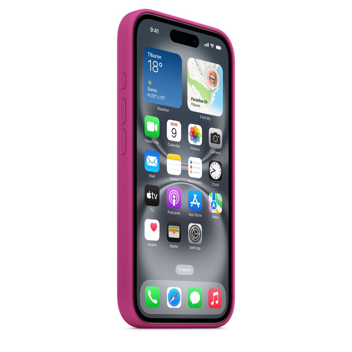 Logo Silicon Case for iPhone 16 (Fuschia Pink)