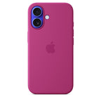 Protective Apple iPhone Back Cover - Logo Silicon Case for iPhone 16 (Fuschia Pink) - Style 5