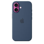Protective Apple iPhone Back Cover - Logo Silicon Case for iPhone 16 (Denim Blue) - Style 4