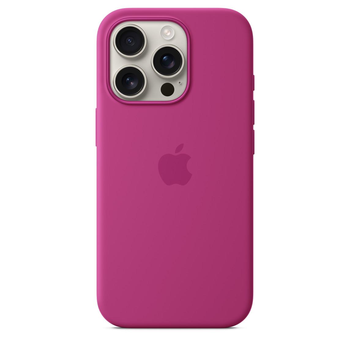 Protective Apple iPhone Back Cover - Logo Silicon Case for iPhone 16 Pro Max (Fuschia Pink)