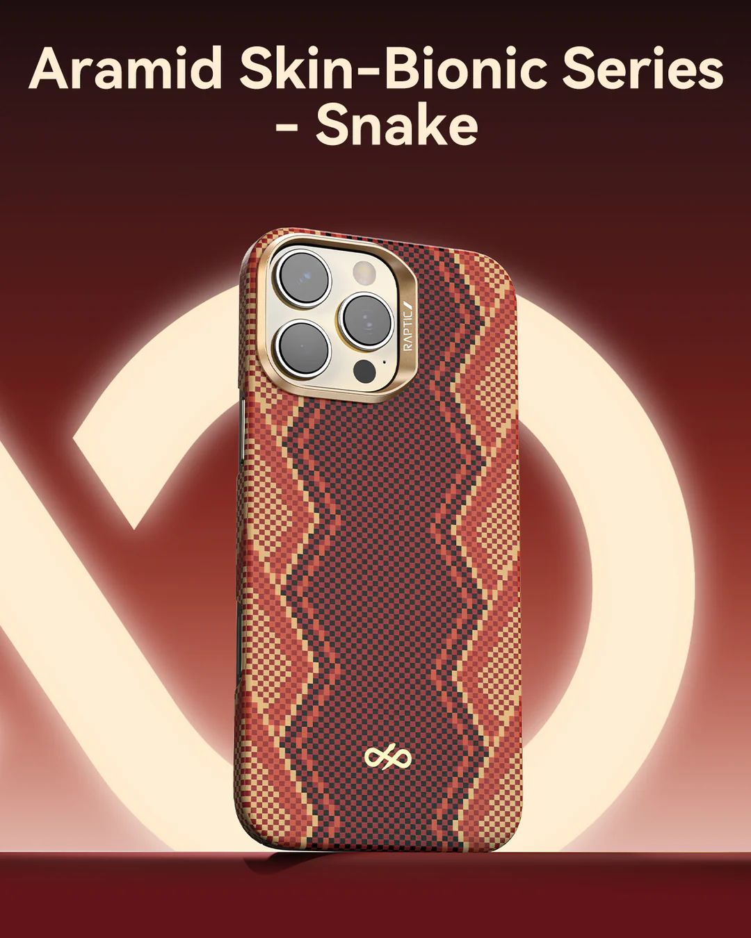 Raptic Strong - DEFENSE Armor - Aramid Fiber Skin - Profound- MagSafe Compatible - Snake Pattern case for iPhone 16 Pro