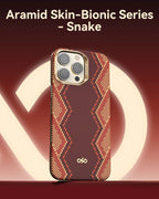 Protective Apple iPhone Back Cover - Raptic Strong - DEFENSE Armor - Aramid Fiber Skin - Profound- MagSafe Compatible - Snake Pattern case for iPhone 16 Pro - Style 4