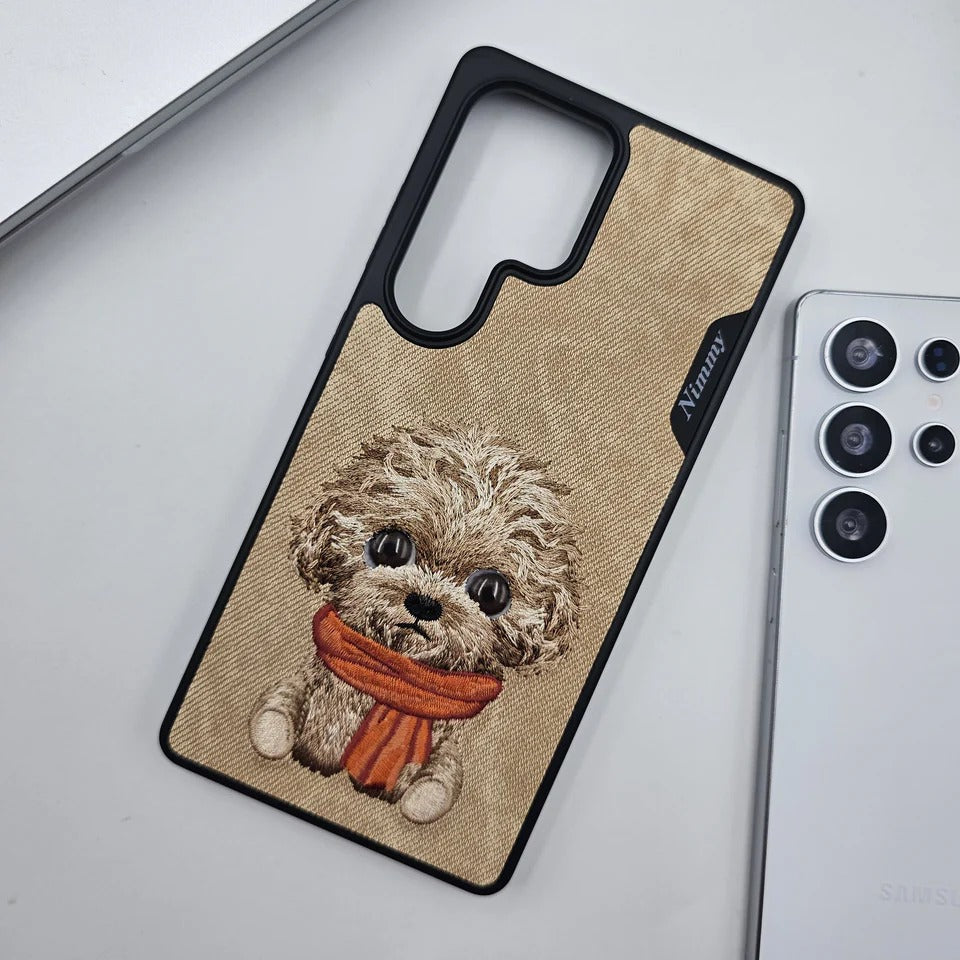 Nimmy Premium Embroidered Leather Case - Samsung Galaxy S25 Ultra Nimmy Official Embroidery Leather Case - Brown - Style 2