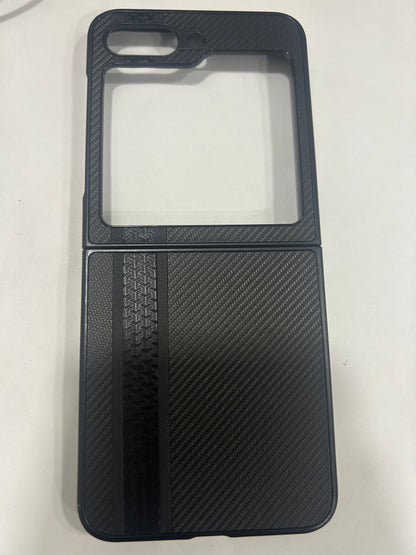 Stylish ABS Flip Phone Case, Anti Fall & Scratch, Easy Control, Unique Appearance, Ideal Lightweight & Durable (Black Carbon Fiber Pattern)