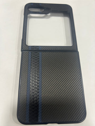 Stylish ABS Flip Phone Case, Anti Fall & Scratch, Easy Control, Unique Appearance, Ideal Lightweight & Durable (Black Carbon Fiber Pattern)