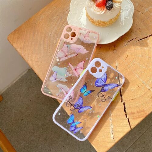 Butterfly Glitter Transparent Case Mobile Case by CoverMeUp - Style 2