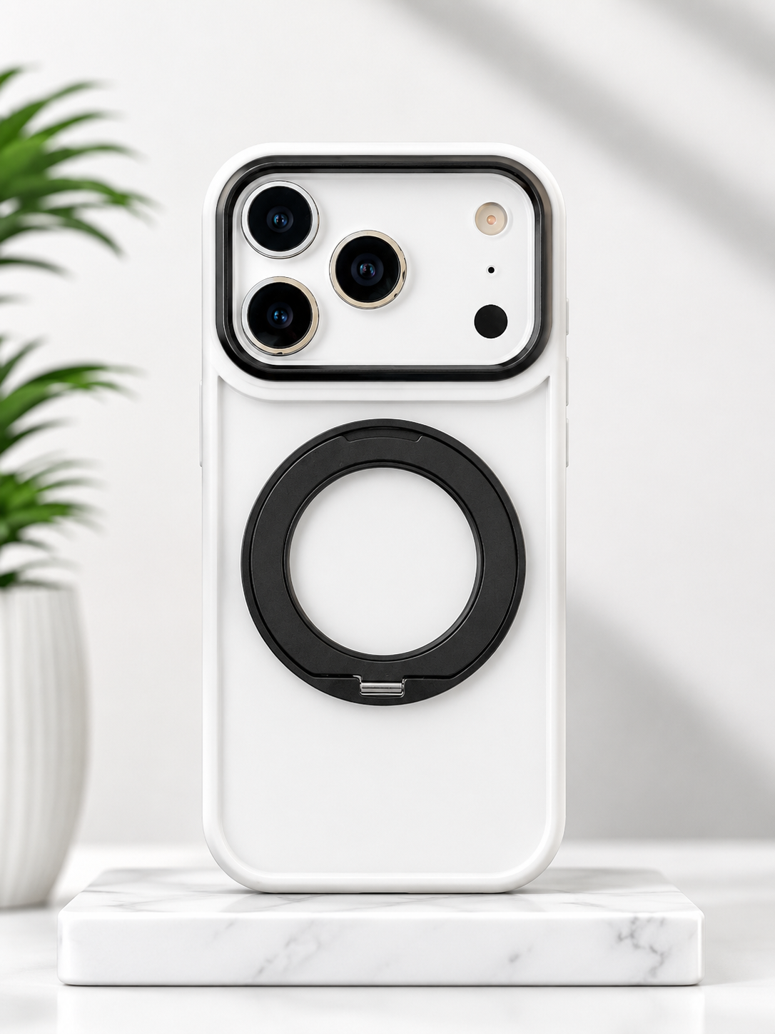 Double Colour Matte Finish Magsafe Stand Case for iPhone 17 ProMax (Black/White)