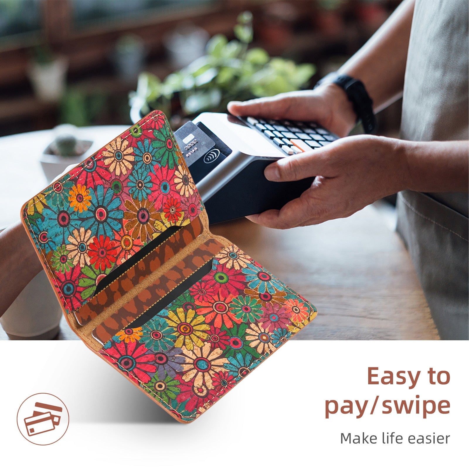 Floral Magsafe Wallet 3 Pockets (Multicolor)