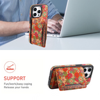 Floral Magsafe Wallet 3 Pockets (Orange)