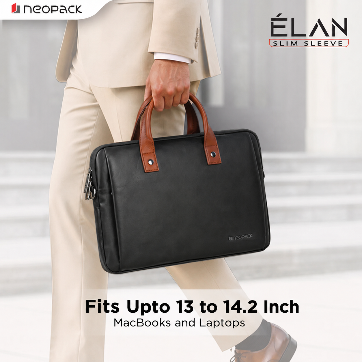 Elan Sleeve Slim Laptop Bag For Upto 13 Inch To 14.2 Inch Macbook/Laptop (Black)