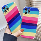Protective Apple iPhone Back Cover - Horizontal Rainbow Rubber Case For iPhone 11 12 7 8 SE2020