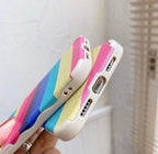 Protective Apple iPhone Back Cover - Vertical Rainbow Soft Rubber Case For iPhone 11 12 12Pro 12ProMax 12Mini - Style 3