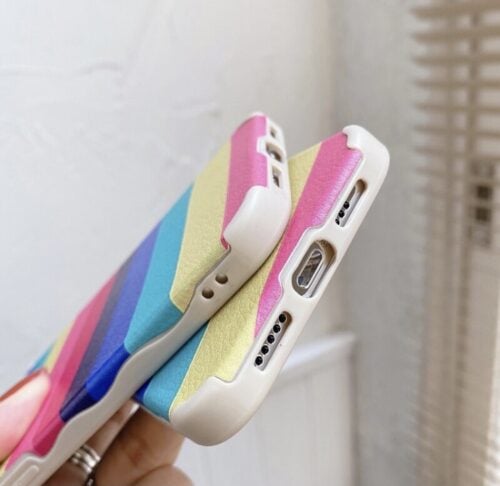 Protective Apple iPhone Back Cover - Horizontal Rainbow Rubber Case For iPhone 11 12 7 8 SE2020 - Style 3