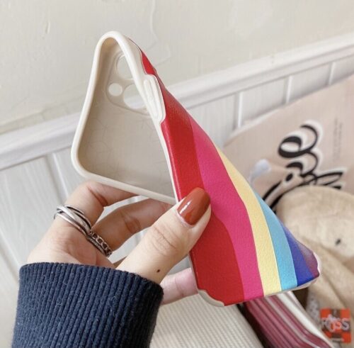 Protective Apple iPhone Back Cover - Horizontal Rainbow Rubber Case For iPhone 11 12 7 8 SE2020 - Style 4