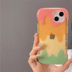3D Cute Smiley Rainbow Ice Cream Silicone iPhone Case