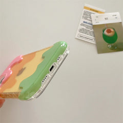3D Cute Smiley Rainbow Ice Cream Silicone iPhone Case