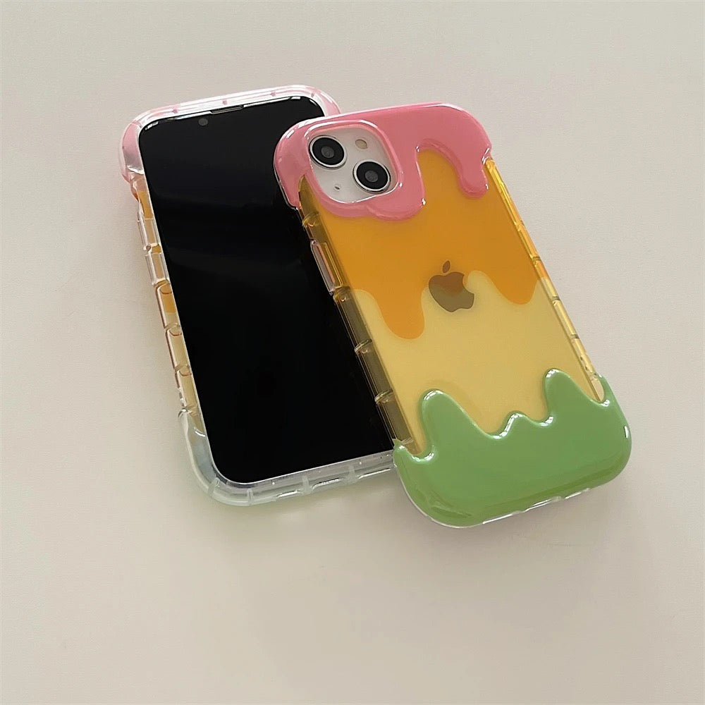 Protective Apple iPhone Back Cover - 3D Cute Smiley Rainbow Ice Cream Silicone iPhone Case - Style 3