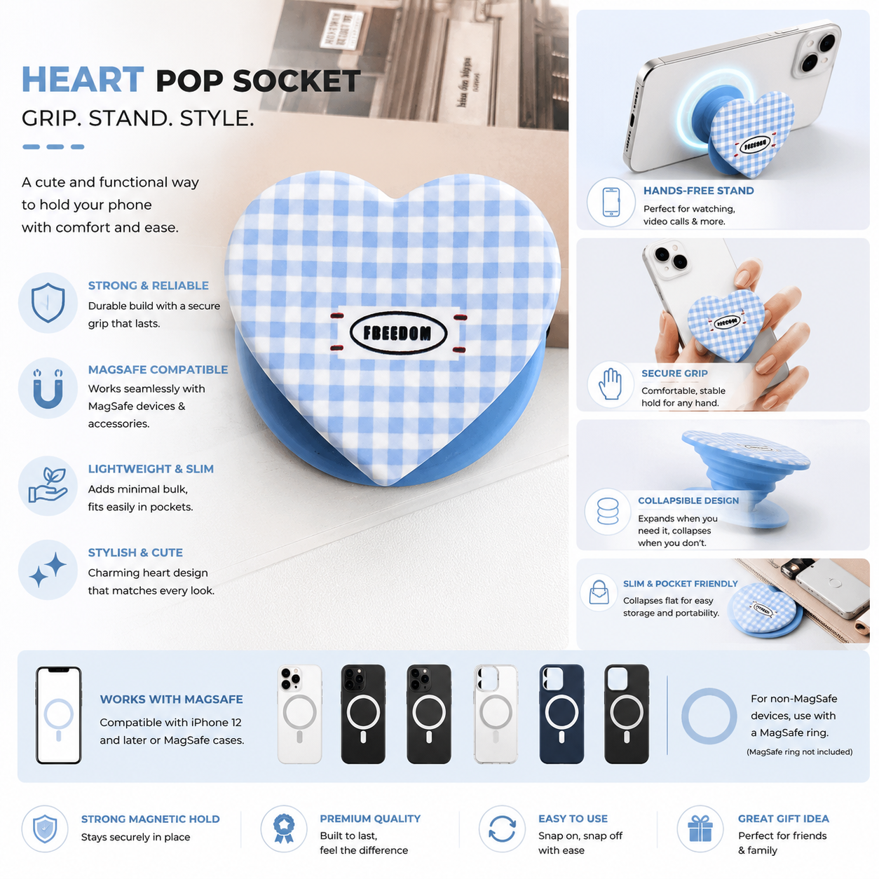 Heart Shape MagSafe Pop Socket (Heart 1)