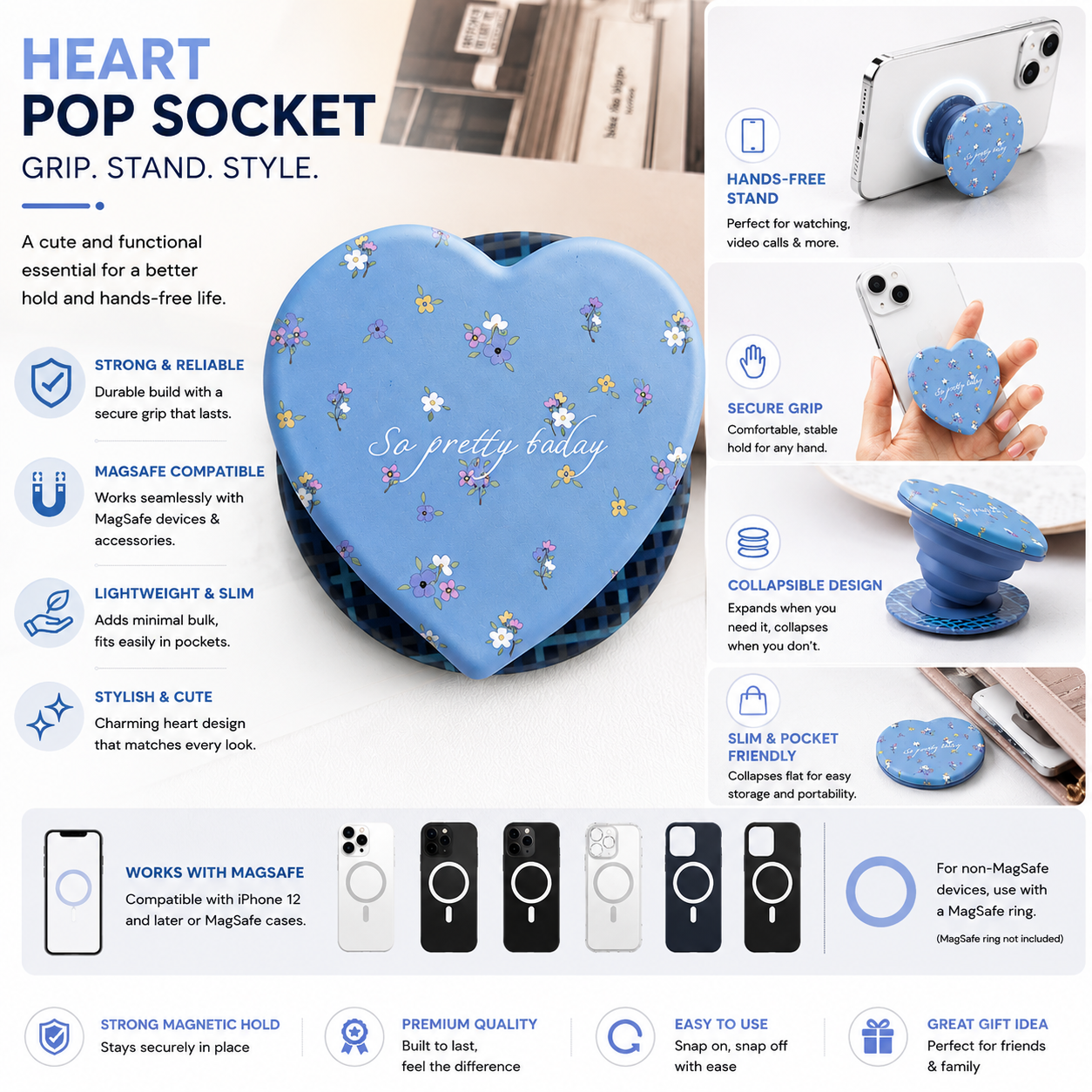 Heart Shape MagSafe Pop Socket (Heart 2)
