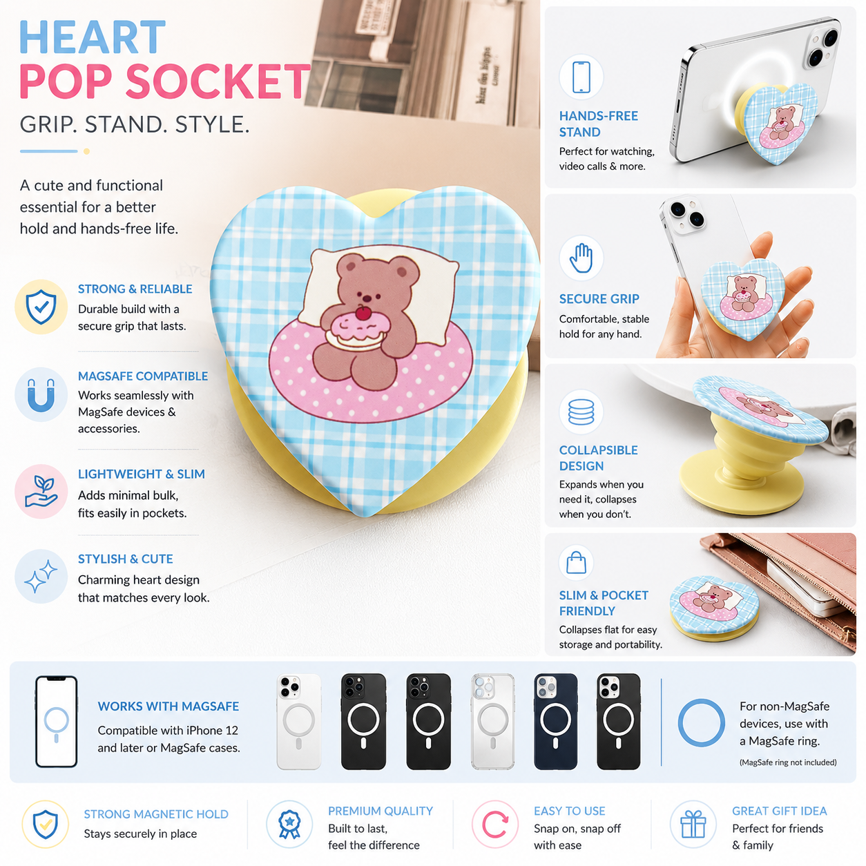 Heart Shape MagSafe Pop Socket (Heart 3)