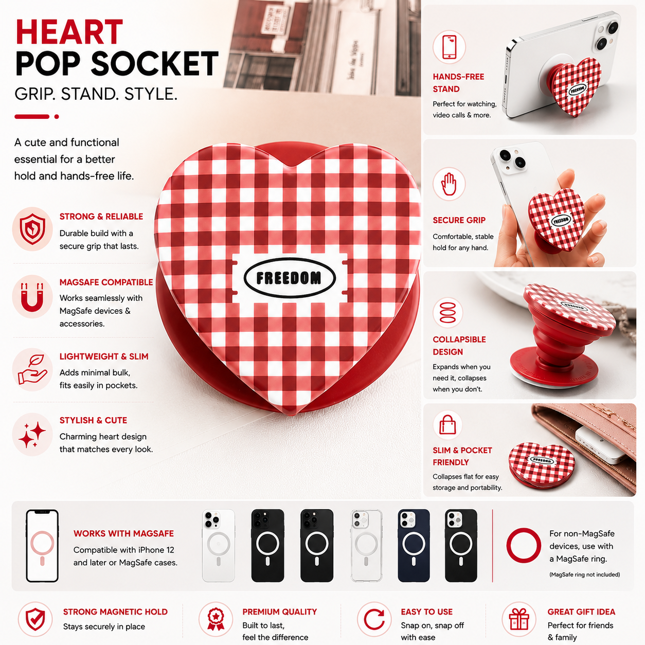 Heart Shape MagSafe Pop Socket (Heart 7)