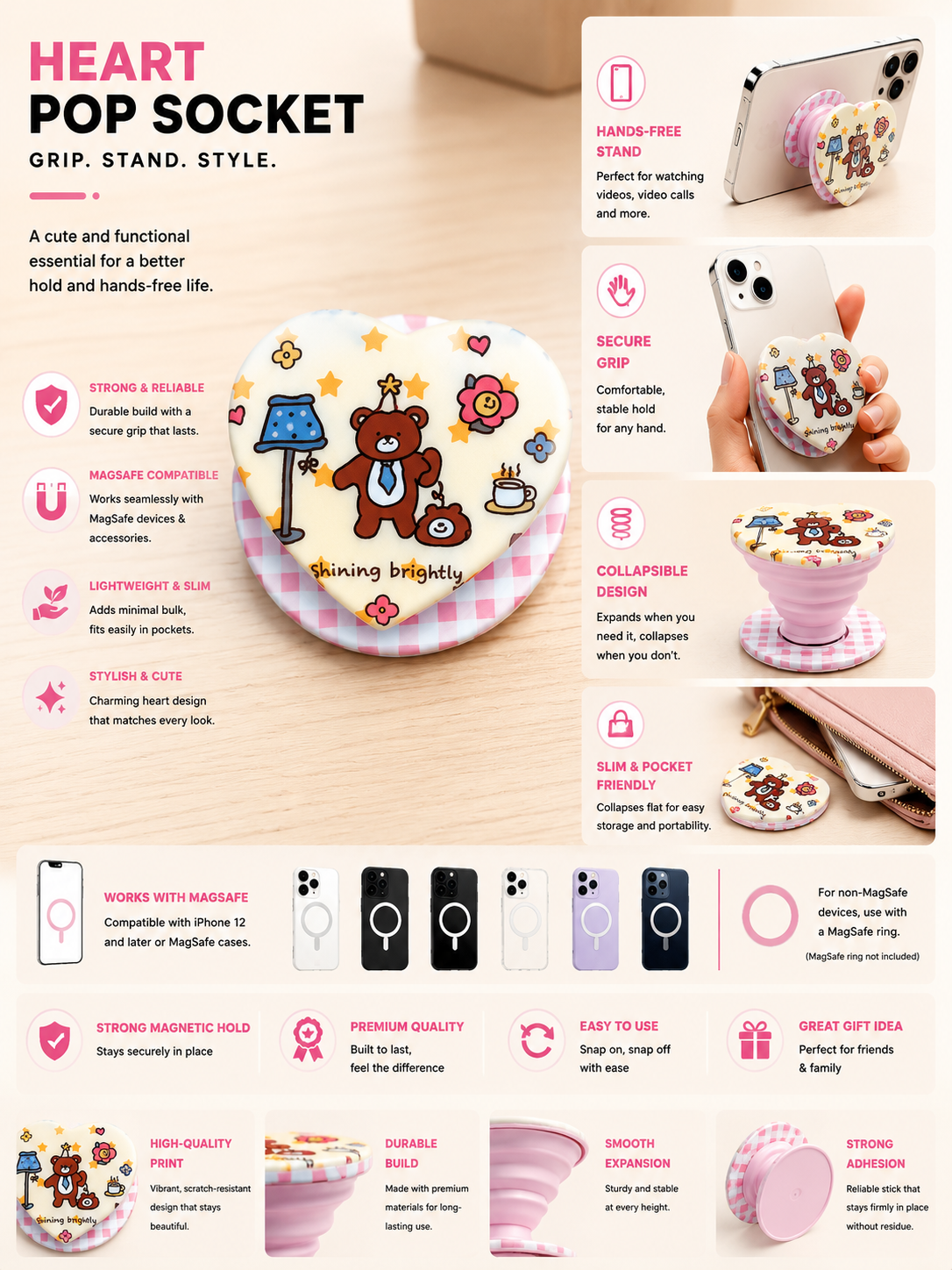 Heart Shape MagSafe Pop Socket (Heart 14)