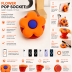 Floral Design MagSafe Pop Socket (Orange)