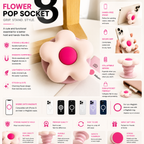 Floral Design MagSafe Pop Socket (Baby Pink)