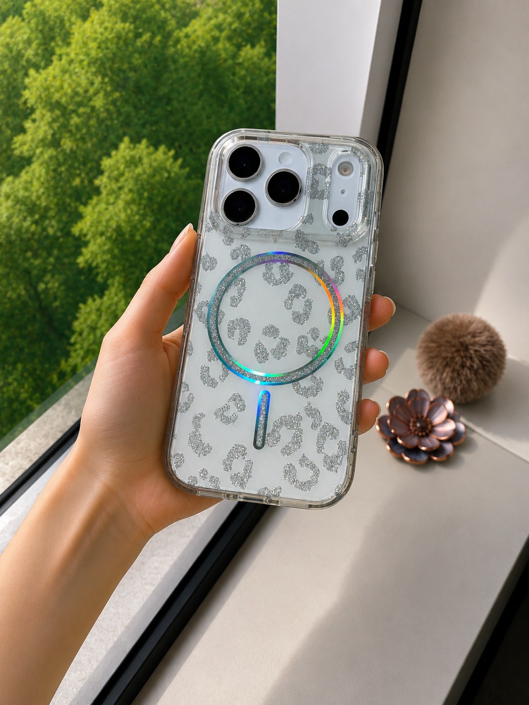 Leopard Pattern MagSafe Case For iPhone17 Pro Max (Transparent)