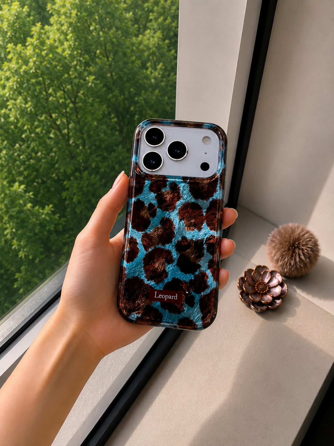 Leopard Pattern Case For iPhone17 Pro Max(Blue/Brown)