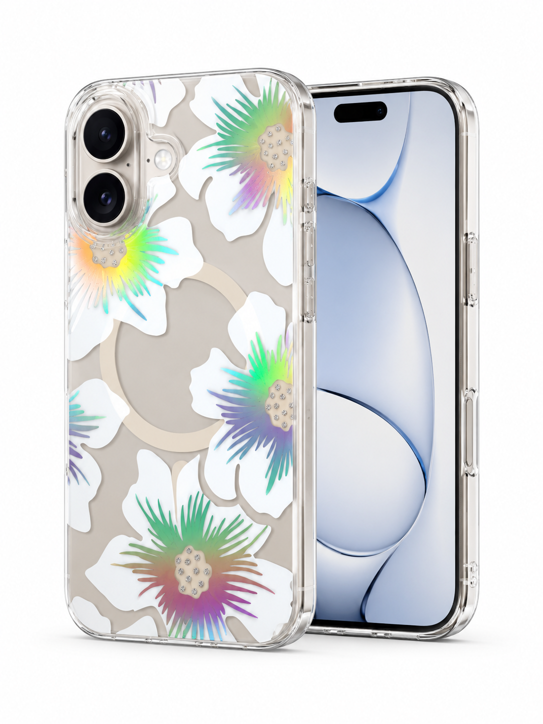 Floral Transparent Designer MagSafe Case For iPhone 17 (Design 4)