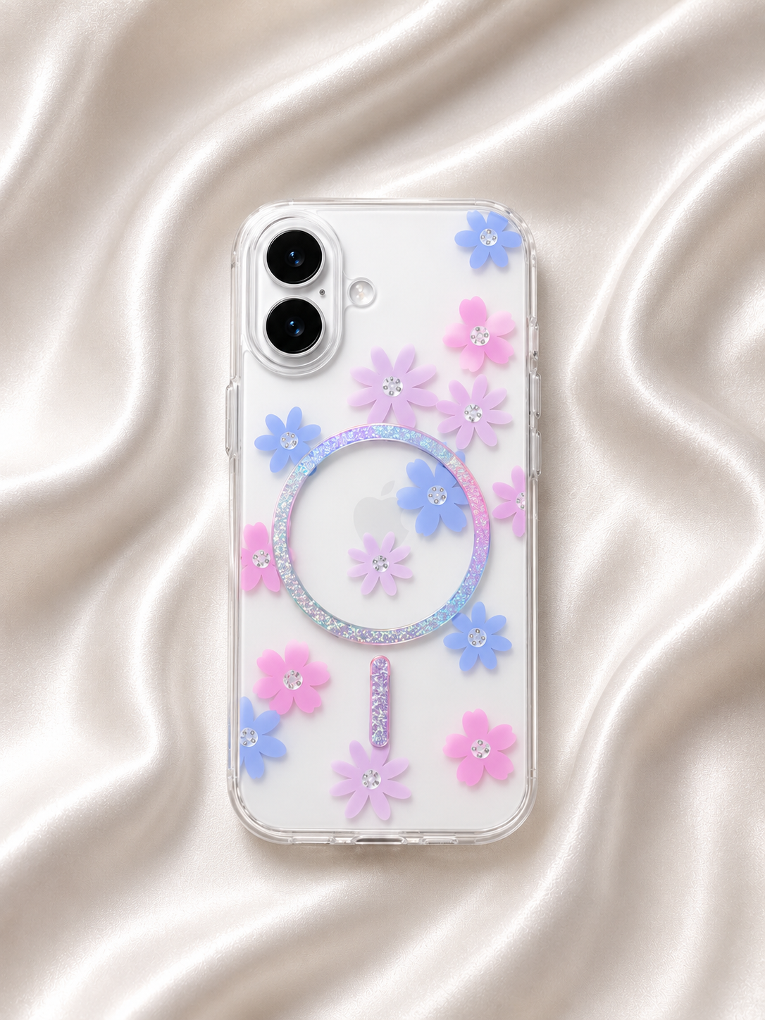 Floral Transparent Designer MagSafe Case For iPhone17(Pink)