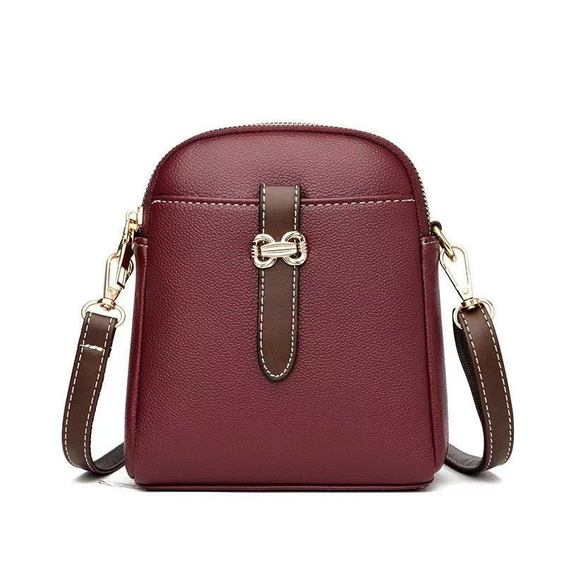 Women’s Cross Body PU Leather Shoulder Storage Bag(Maroon)