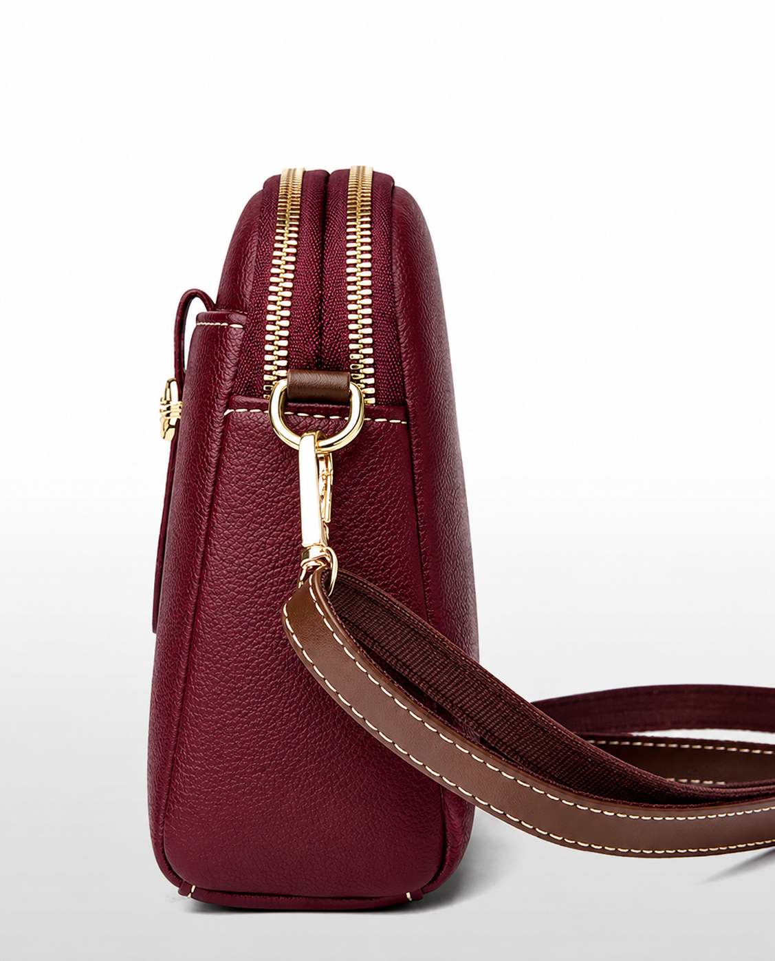 Women’s Cross Body PU Leather Shoulder Storage Bag(Maroon)