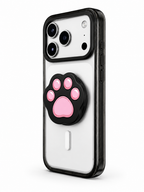 Snappy Dog Paw MagSafe Grip Stand Pop Socket (Black/Pink)