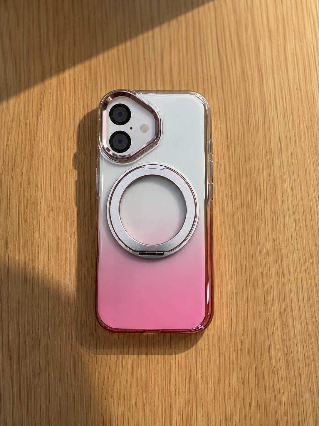 Transparent MagSafe Stand Double Colour Case For iPhone17(Pink)