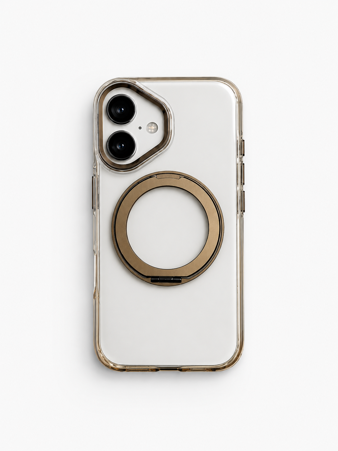 Transparent MagSafe Stand Double Colour Case For iPhone17(Brown)