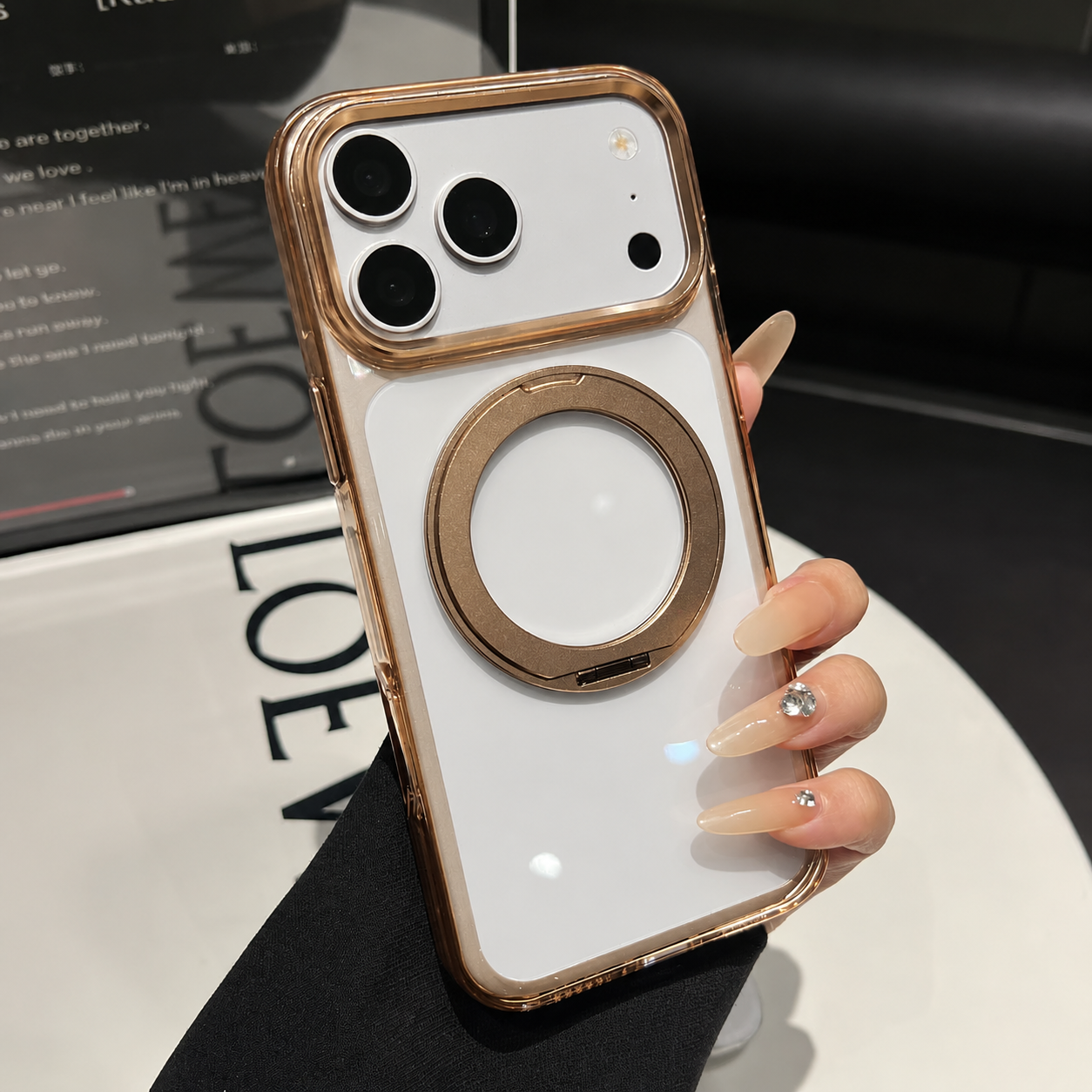 Transparent MagSafe Stand Double Colour Case For iPhone17 Pro Max(Brown)