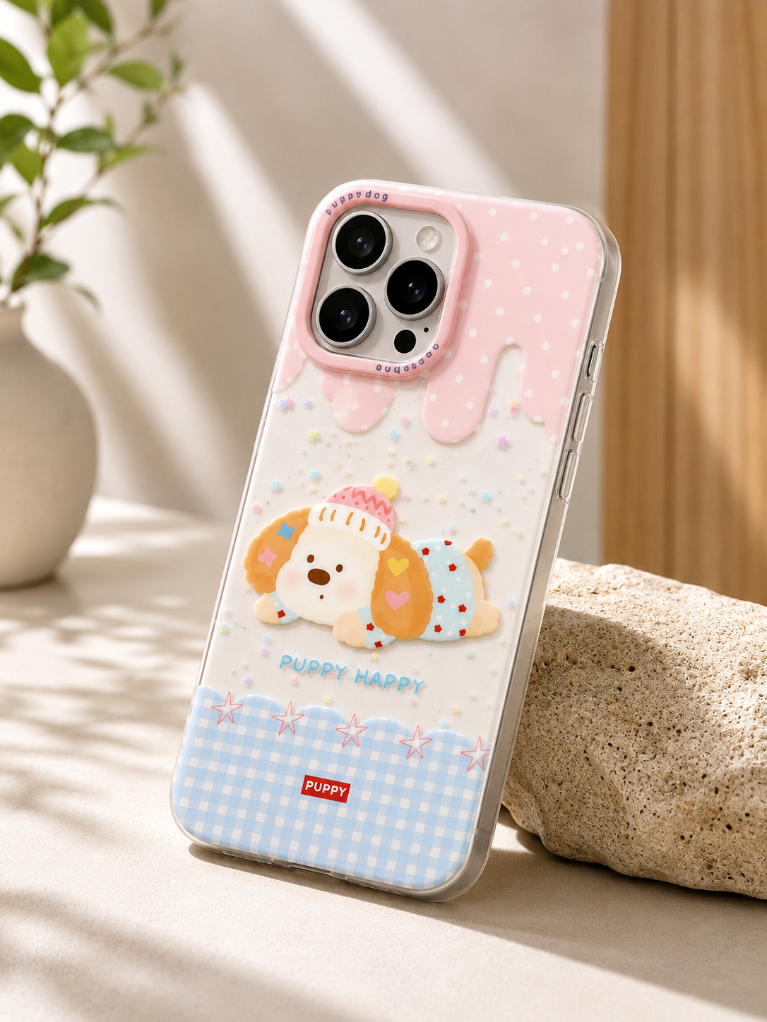 Cartoon Designer Matte Finish Case for iPhone 16 Pro(Puppy Happy)