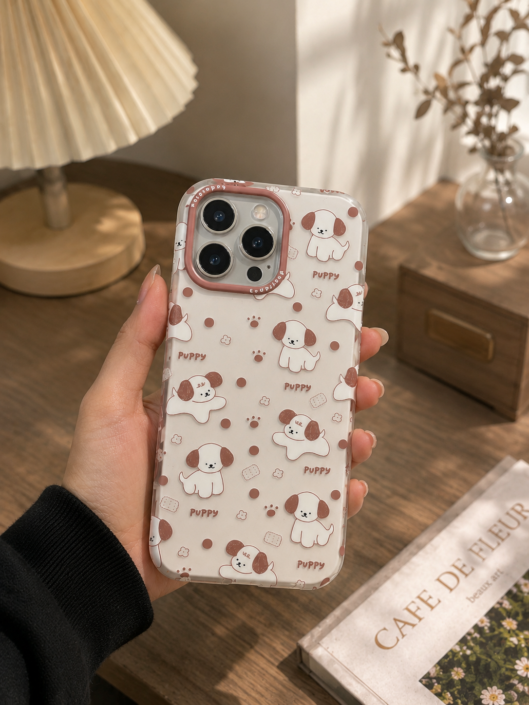 Cartoon Designer Matte Finish Case for iPhone 16 Pro(Puppy L.Brown)