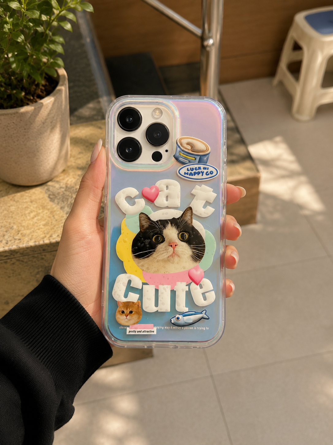 Cartoon Designer Matte Finish Case for iPhone 16 Pro(Cat Cute)
