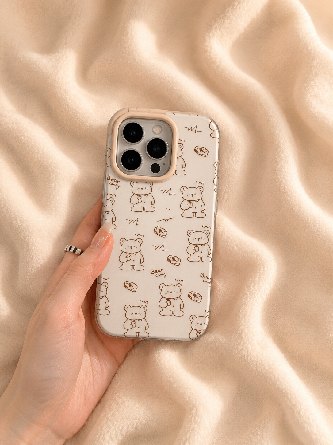 Cartoon Designer Matte Finish Case for iPhone 16 Pro(Bear L.Brown)